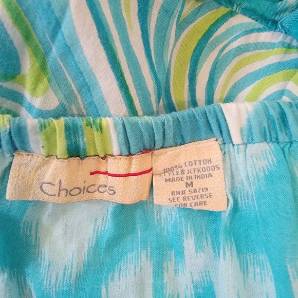 VTG Choices Blue Tiered Maxi Skirt Sz M Cotton Elastic Waist Cottagecore Boho - Picture 9 of 11